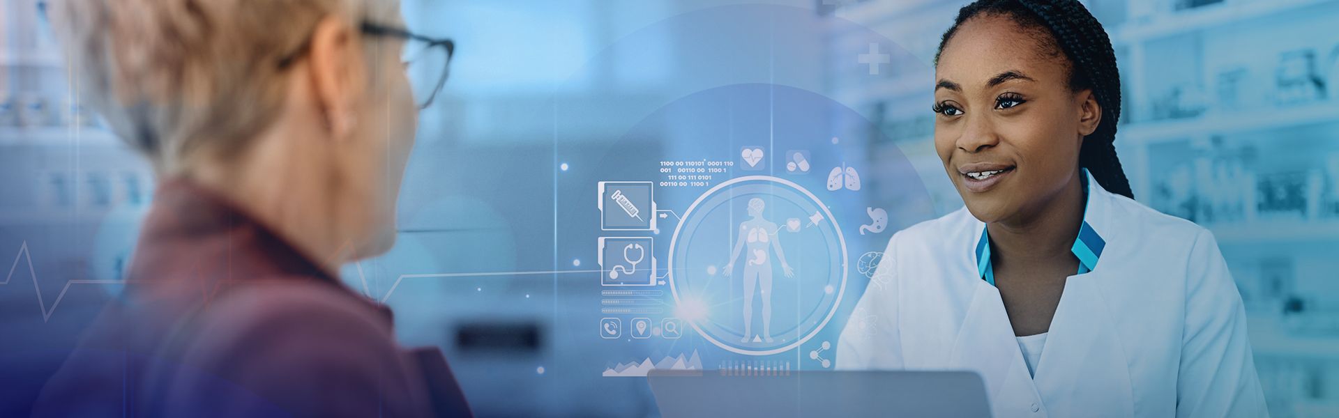 Hidden Value of Integrated Specialty Pharmacy Partnership Feature image - a pharmacist helping a patient.